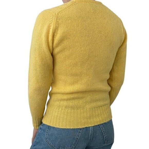 Vintage 1950s Cuzzens Womens Yellow 100% Shetland Wool Made in Scotland Sweater - Picture 5 of 6